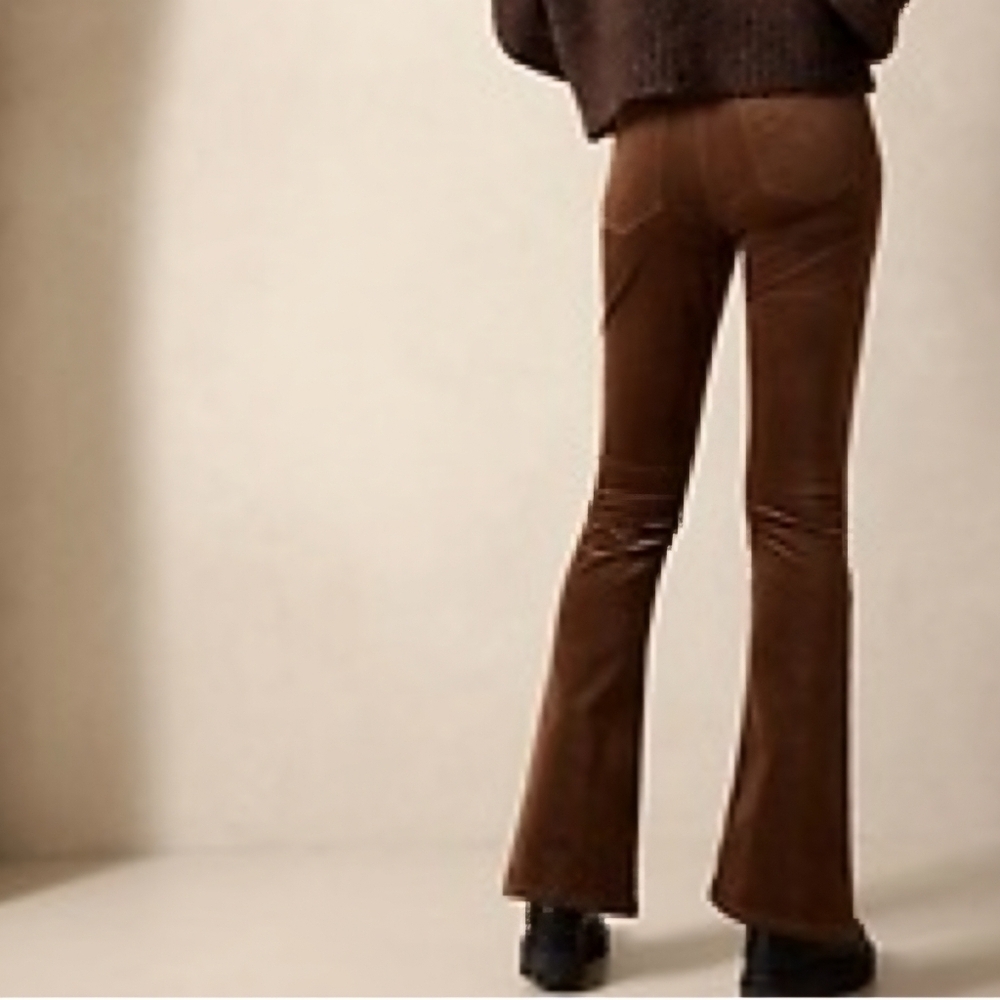 Banana Republic High Rise Velvet Flare Jean Coconut Brown Size 31L Preppy Boho - Picture 2 of 16